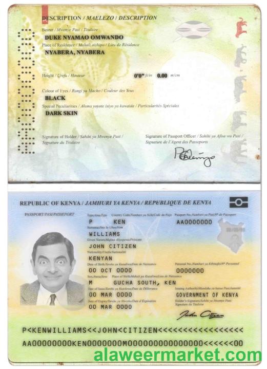 Kenya passport template in PSD format, fully editable (2017 – present)